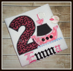 Pink Pirate Ship Birthday Shirt